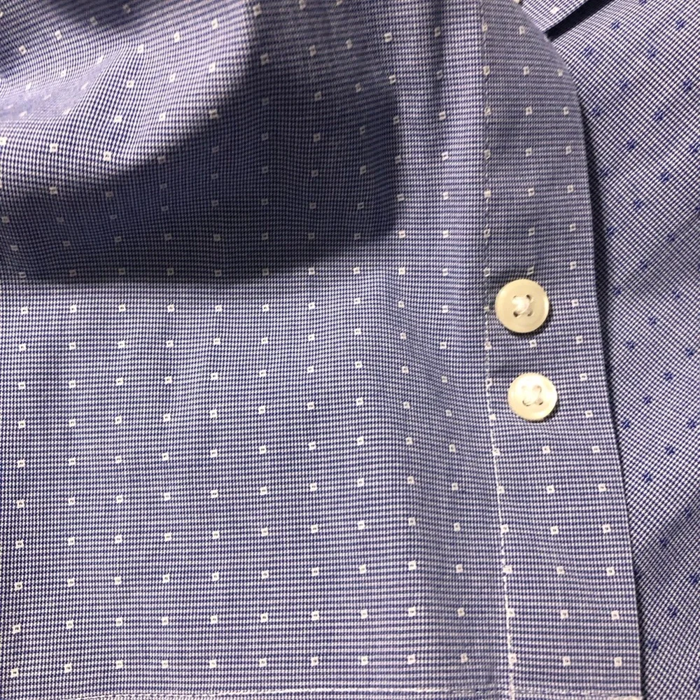 Ike Behar NYC blue white button down dress shirt mens size 16 34/35  100% cotton